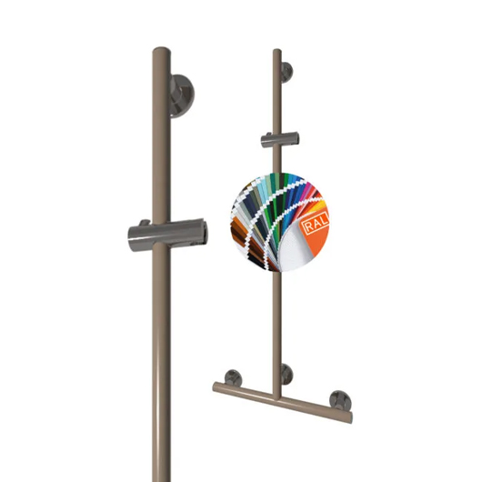 Pito-suihkukaide T-tukitangolla, Deluxe, INOX, RAL1019, L 50 x K 120 cm